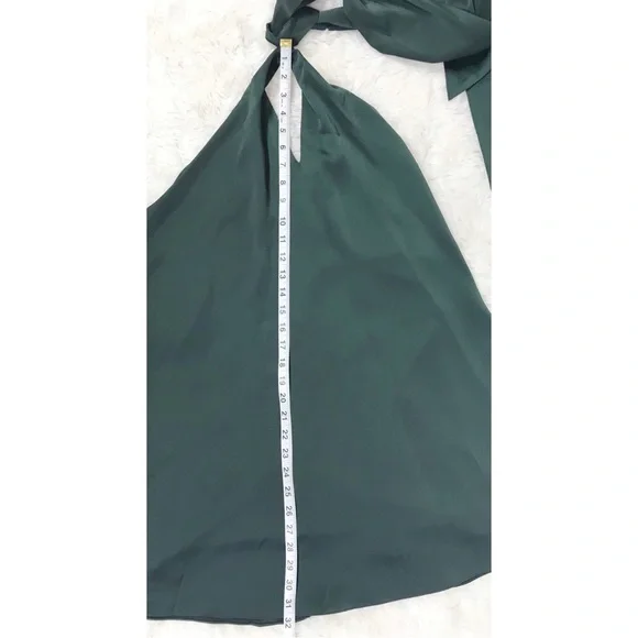 GIANNI BINI Green Satin Halter Mini Dress Backless Mod‎ 60s Minimalist Large New - Picture 11 of 11